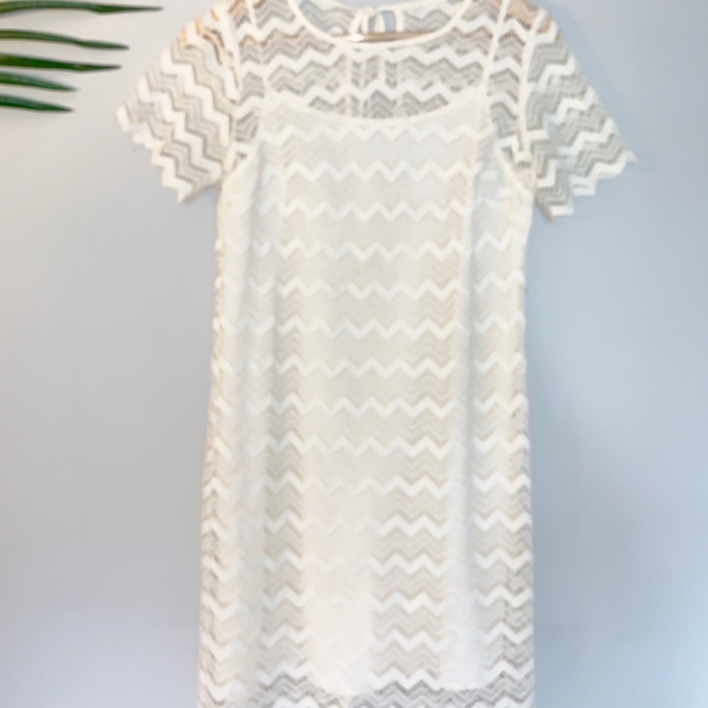 Loft cream chevron dress